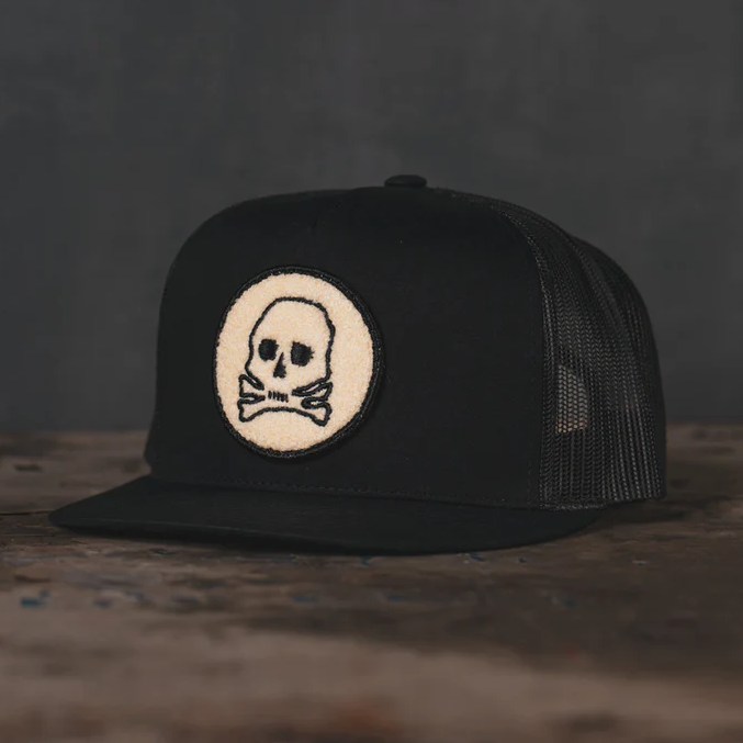 Skull Patch Black Trucker Hat